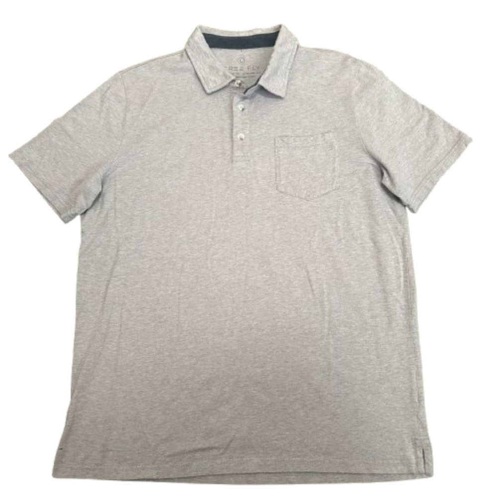 Free Fly Bamboo Heritage Polo Shirt Light Heather Gray Short Sleeve Size Large